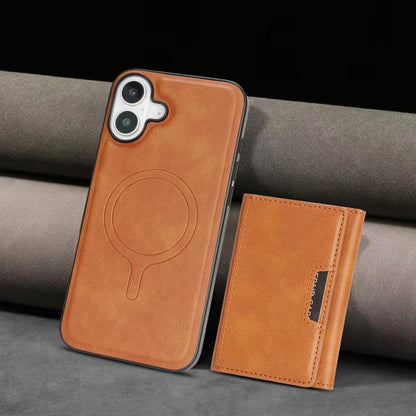 For iPhone 17 Kalebol Strong Magnetic MagSafe Tri-Fold Wallet Leather Phone Case(Brown) by Kalebol