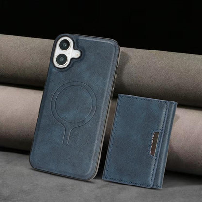 For iPhone 17 Kalebol Strong Magnetic MagSafe Tri-Fold Wallet Leather Phone Case(Blue) by Kalebol