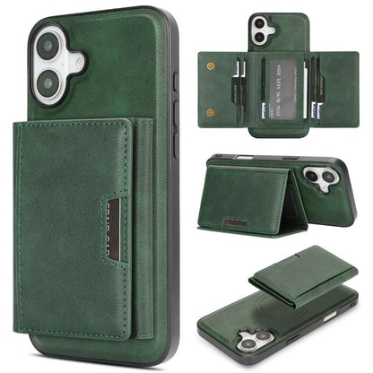 For iPhone 17 Kalebol Strong Magnetic MagSafe Tri-Fold Wallet Leather Phone Case(Green) by Kalebol