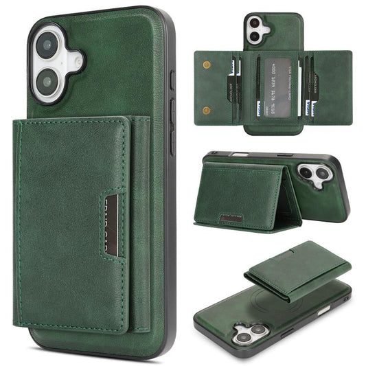 For iPhone 17 Kalebol Strong Magnetic MagSafe Tri-Fold Wallet Leather Phone Case(Green) by Kalebol