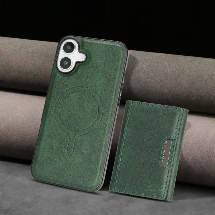 For iPhone 17 Kalebol Strong Magnetic MagSafe Tri-Fold Wallet Leather Phone Case(Green) by Kalebol