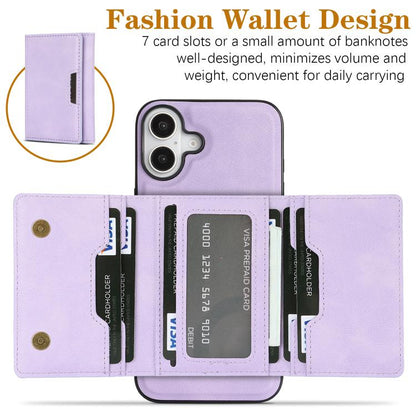 For iPhone 17 Kalebol Strong Magnetic MagSafe Tri-Fold Wallet Leather Phone Case(Purple) by Kalebol
