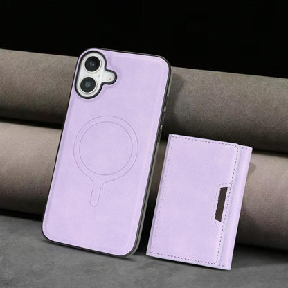 For iPhone 17 Kalebol Strong Magnetic MagSafe Tri-Fold Wallet Leather Phone Case(Purple) by Kalebol