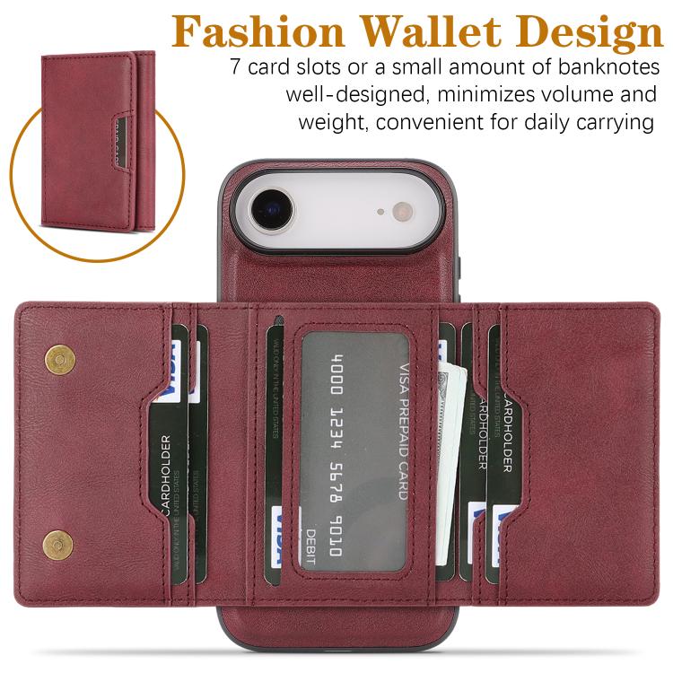 For iPhone Air Kalebol Strong Magnetic MagSafe Tri-Fold Wallet Leather Phone Case(Red) by Kalebol