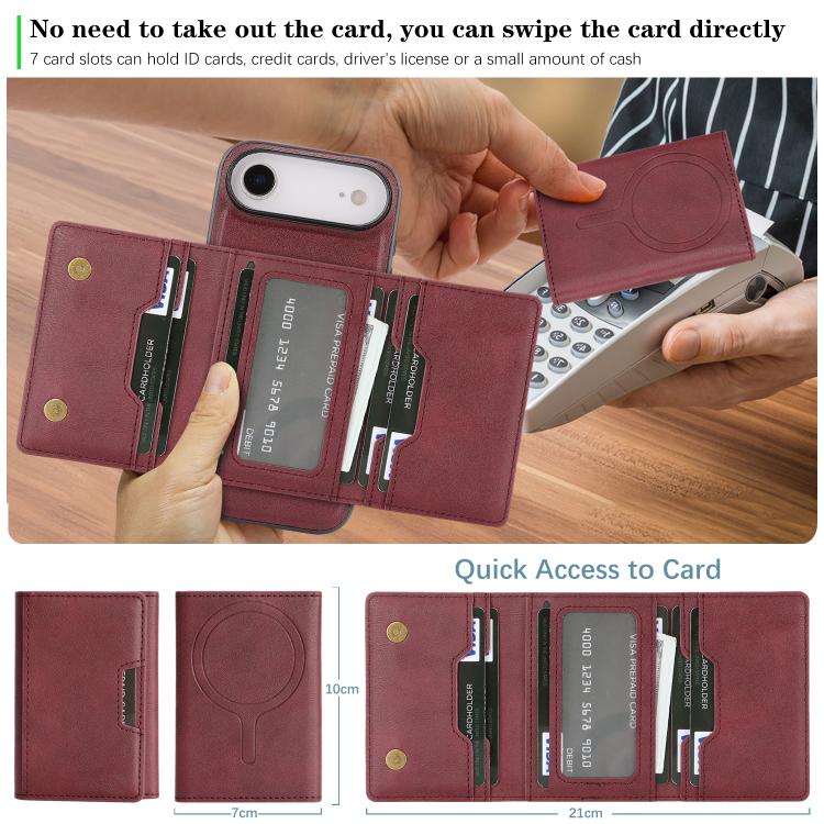 For iPhone Air Kalebol Strong Magnetic MagSafe Tri-Fold Wallet Leather Phone Case(Red) by Kalebol