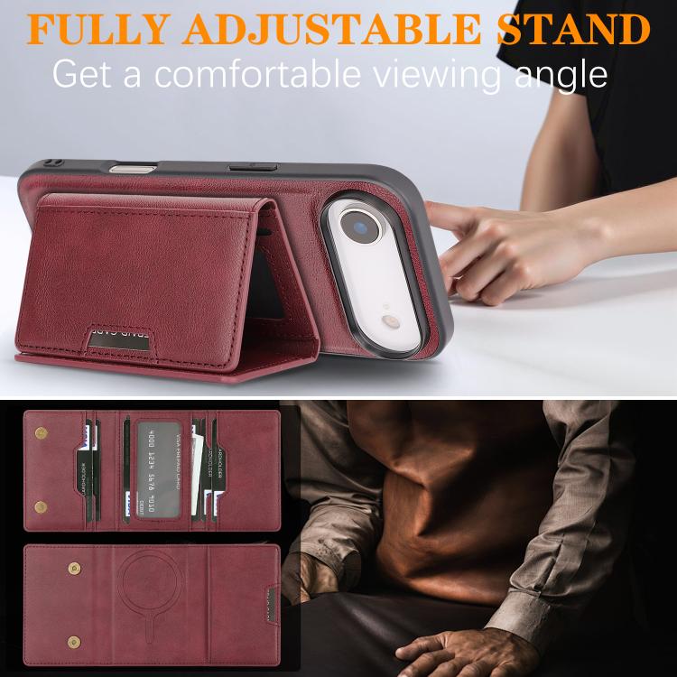 For iPhone Air Kalebol Strong Magnetic MagSafe Tri-Fold Wallet Leather Phone Case(Red) by Kalebol