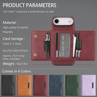 For iPhone Air Kalebol Strong Magnetic MagSafe Tri-Fold Wallet Leather Phone Case(Red) by Kalebol