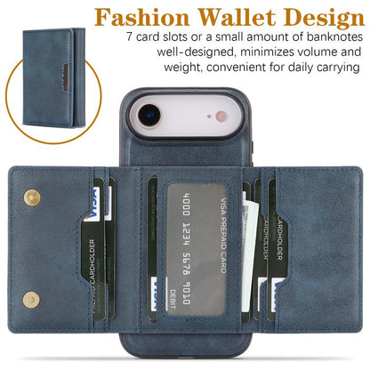 For iPhone Air Kalebol Strong Magnetic MagSafe Tri-Fold Wallet Leather Phone Case(Blue) by Kalebol