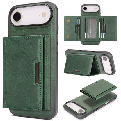 For iPhone Air Kalebol Strong Magnetic MagSafe Tri-Fold Wallet Leather Phone Case(Green) by Kalebol