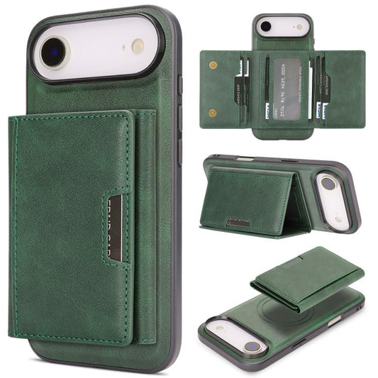 For iPhone Air Kalebol Strong Magnetic MagSafe Tri-Fold Wallet Leather Phone Case(Green) by Kalebol