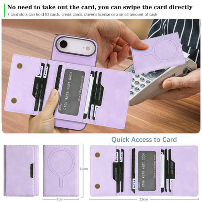 For iPhone Air Kalebol Strong Magnetic MagSafe Tri-Fold Wallet Leather Phone Case(Purple) by Kalebol