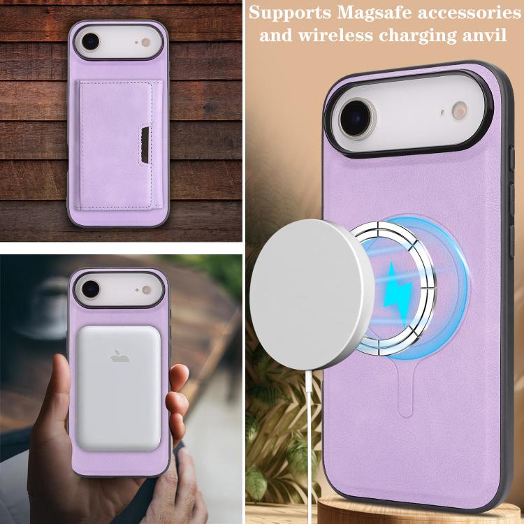 For iPhone Air Kalebol Strong Magnetic MagSafe Tri-Fold Wallet Leather Phone Case(Purple) by Kalebol
