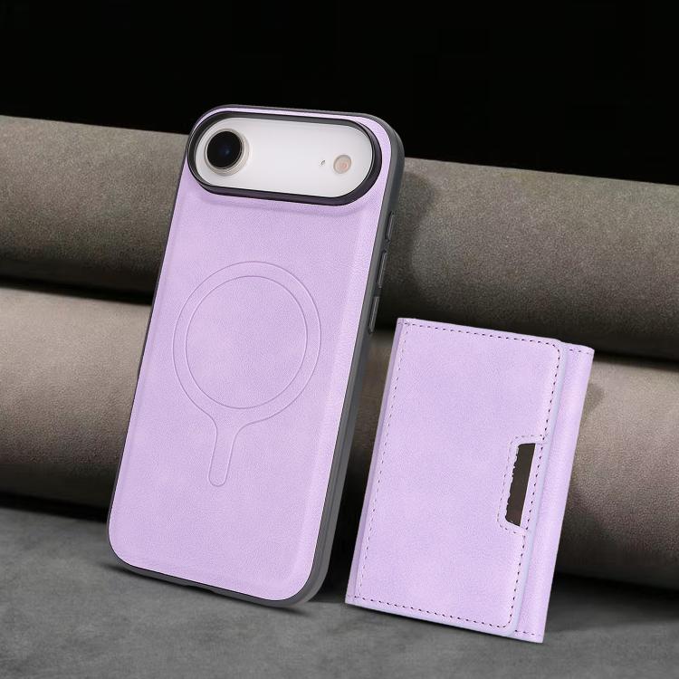 For iPhone Air Kalebol Strong Magnetic MagSafe Tri-Fold Wallet Leather Phone Case(Purple) by Kalebol