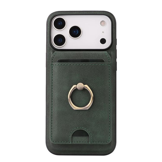 For iPhone 17 Pro Max Kalebol Strong MagSafe Ring Magnetic Card Bag Holder Leather Phone Case(Green) by Kalebol