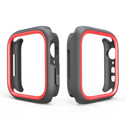 For Apple Watch Series 6 / 5 / 4 / SE 3 / SE 2 / SE 1 44mm / 9 / 8 / 7 45mm Two-Color Half Wrap PC Protective Case(Red) by bashfashion