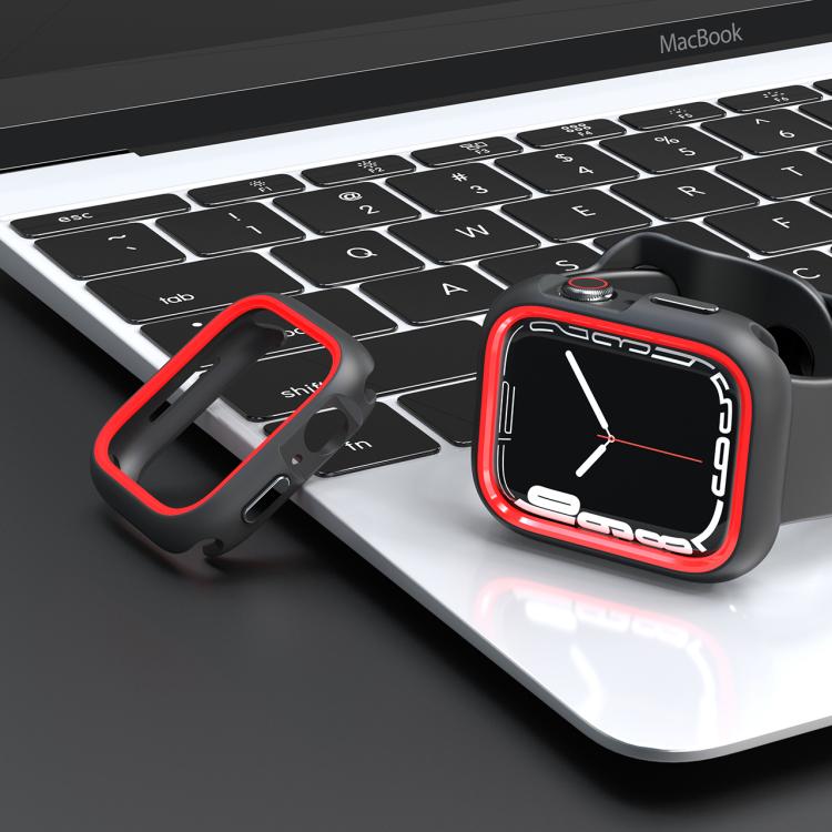 For Apple Watch Series 6 / 5 / 4 / SE 3 / SE 2 / SE 1 44mm / 9 / 8 / 7 45mm Two-Color Half Wrap PC Protective Case(Red) by bashfashion
