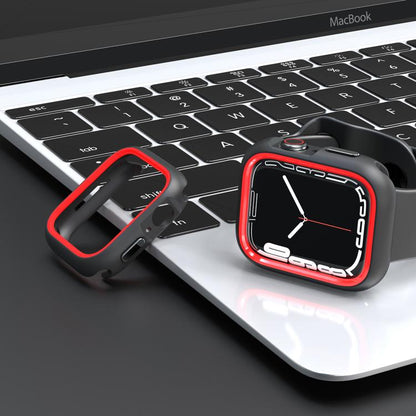For Apple Watch Series 6 / 5 / 4 / SE 3 / SE 2 / SE 1 44mm / 9 / 8 / 7 45mm Two-Color Half Wrap PC Protective Case(Red) by bashfashion