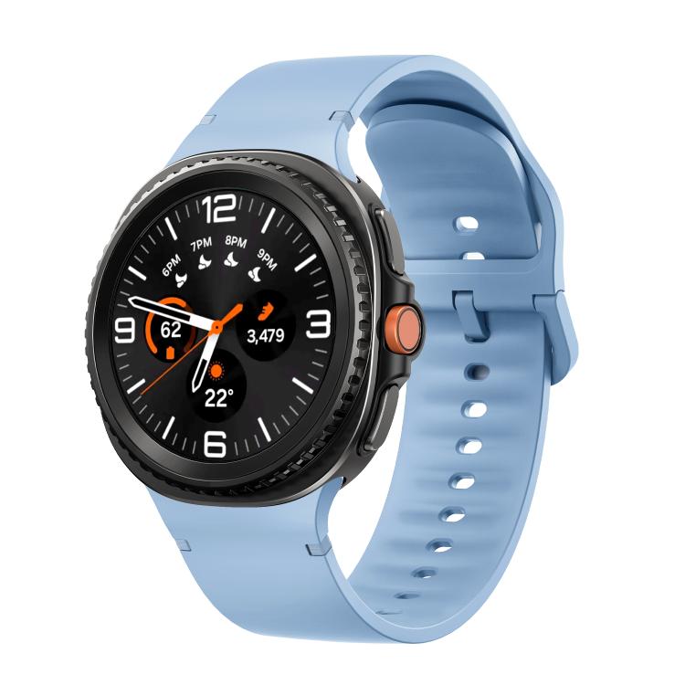 For Samsung Galaxy Watch8 / Watch8 Classic Solid Color Stitched Silicone Watch Band, Size:S(Light Blue) by bashfashion