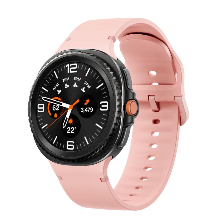 For Samsung Galaxy Watch8 / Watch8 Classic Solid Color Stitched Silicone Watch Band, Size:M(Pink) by bashfashion