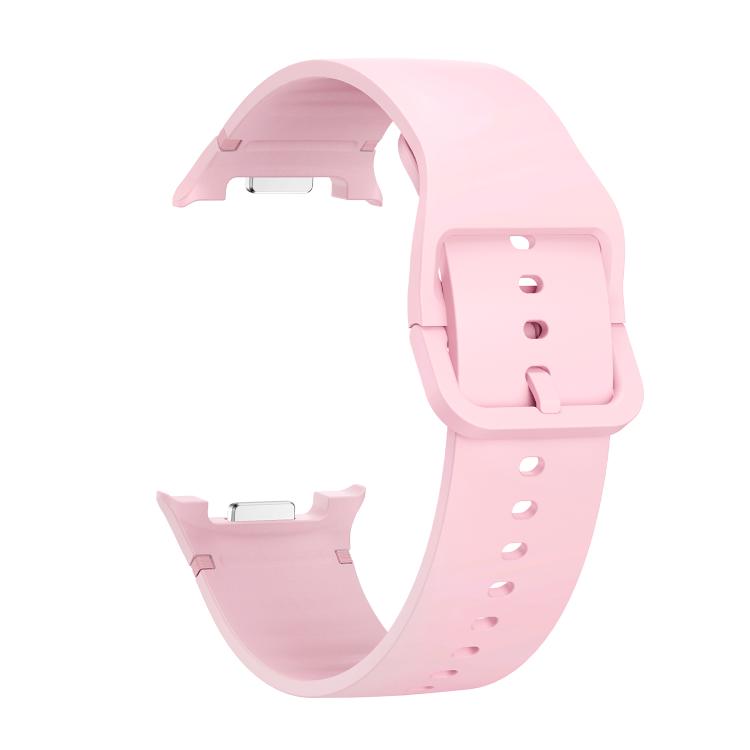 For Samsung Galaxy Watch8 / Watch8 Classic Solid Color Stitched Silicone Watch Band, Size:M(Light Pink) by bashfashion