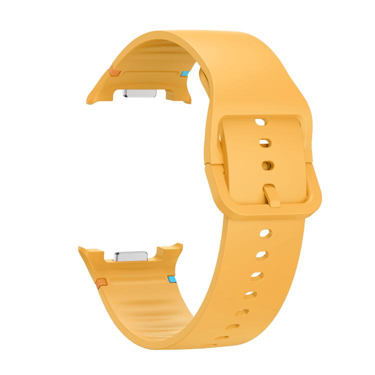 For Samsung Galaxy Watch8 / Watch8 Classic Solid Color Stitched Silicone Watch Band, Size:M(Official Yellow) by bashfashion