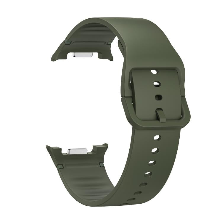 For Samsung Galaxy Watch8 / Watch8 Classic Solid Color Stitched Silicone Watch Band, Size:M(Army Green) by bashfashion