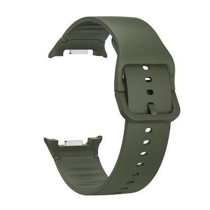For Samsung Galaxy Watch8 / Watch8 Classic Solid Color Stitched Silicone Watch Band, Size:M(Army Green) by bashfashion