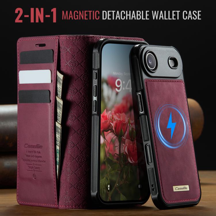 For iPhone Air CaseMe C49 MagSafe RFID Blocking Detachable Wallet Leather Phone Case(Red) by CaseMe