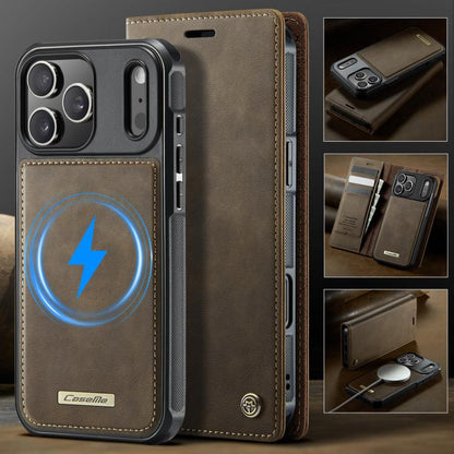 For iPhone 17 Pro Max CaseMe C49 MagSafe RFID Blocking Detachable Wallet Leather Phone Case(Coffee) by CaseMe