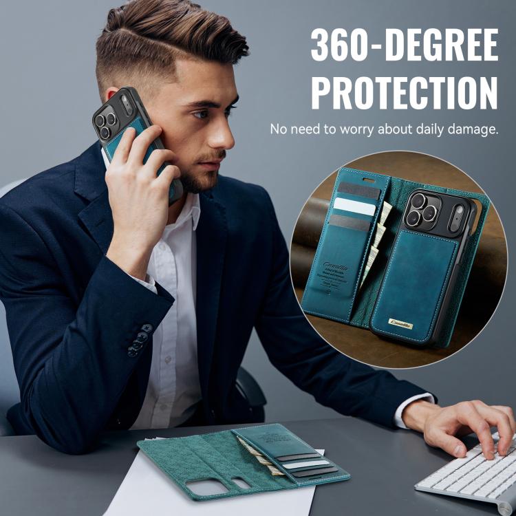For iPhone 17 Pro Max CaseMe C49 MagSafe RFID Blocking Detachable Wallet Leather Phone Case(Green) by CaseMe