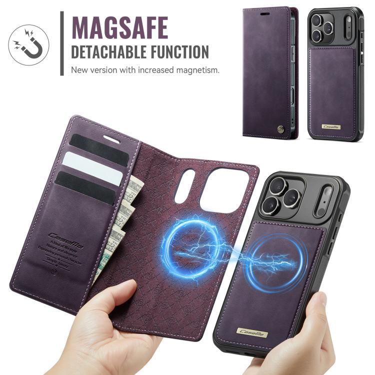 For iPhone 17 Pro Max CaseMe C49 MagSafe RFID Blocking Detachable Wallet Leather Phone Case(Purple) by CaseMe