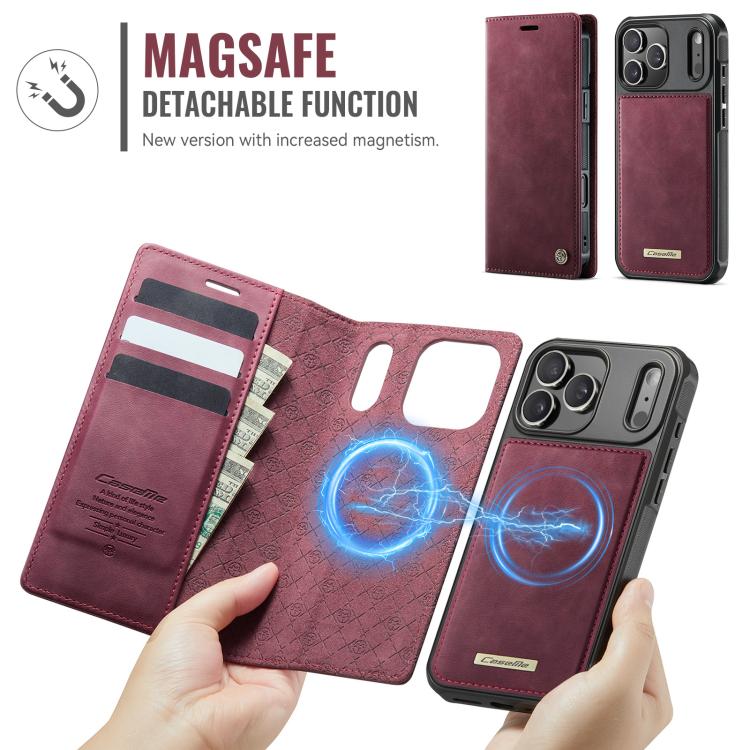 For iPhone 17 Pro CaseMe C49 MagSafe RFID Blocking Detachable Wallet Leather Phone Case(Red) by CaseMe