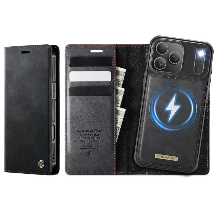For iPhone 17 Pro CaseMe C49 MagSafe RFID Blocking Detachable Wallet Leather Phone Case(Black) by CaseMe