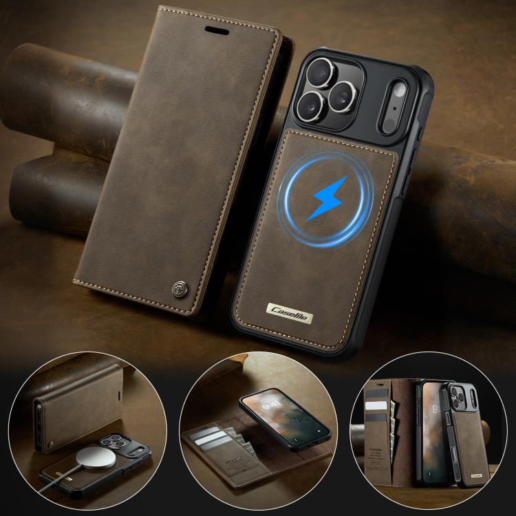 For iPhone 17 Pro CaseMe C49 MagSafe RFID Blocking Detachable Wallet Leather Phone Case(Coffee) by CaseMe