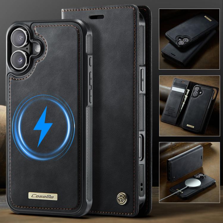 For iPhone 17 CaseMe C49 MagSafe RFID Blocking Detachable Wallet Leather Phone Case(Black) by CaseMe