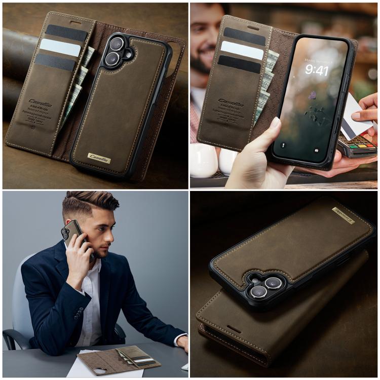 For iPhone 17 CaseMe C49 MagSafe RFID Blocking Detachable Wallet Leather Phone Case(Coffee) by CaseMe