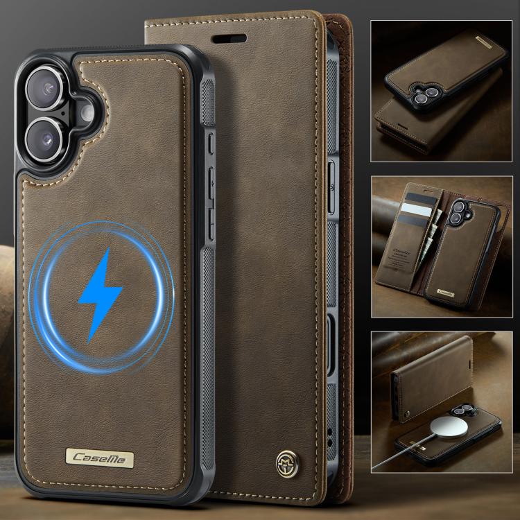 For iPhone 17 CaseMe C49 MagSafe RFID Blocking Detachable Wallet Leather Phone Case(Coffee) by CaseMe