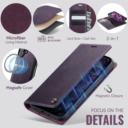 For iPhone 17 CaseMe C49 MagSafe RFID Blocking Detachable Wallet Leather Phone Case(Purple) by CaseMe