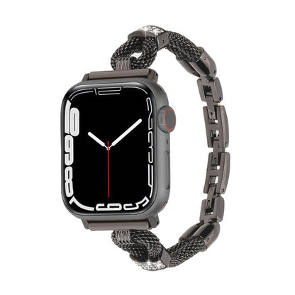 For Apple Watch 46mm / 49mm / 45mm / 44mm Copper Chain Diamonds Metal Watch Band(Black) by bashfashion