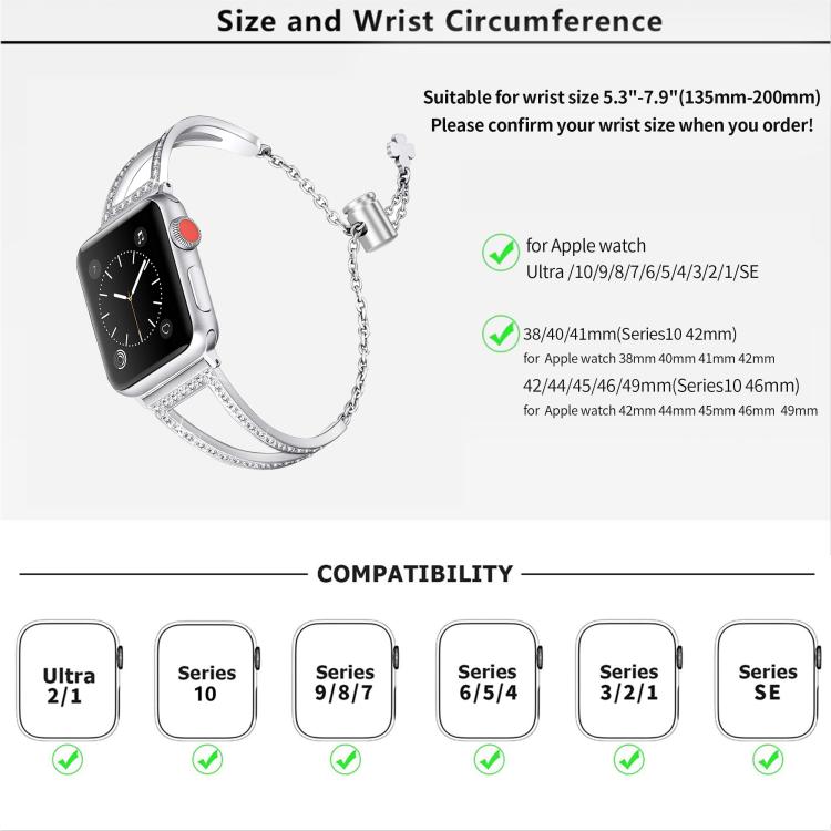 For Apple Watch 46mm / 49mm / 45mm / 44mm V-Shaped Diamond Zinc Alloy Watch Band(Black) by bashfashion