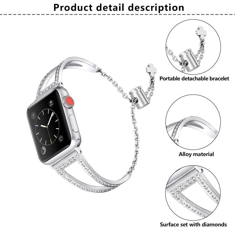 For Apple Watch 46mm / 49mm / 45mm / 44mm V-Shaped Diamond Zinc Alloy Watch Band(Black) by bashfashion