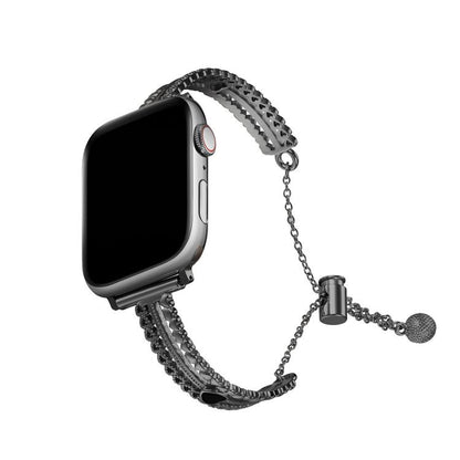 For Apple Watch 46mm / 49mm / 45mm / 44mm White Stone Love Bracelet Zinc Alloy Watch Band(Black) by bashfashion