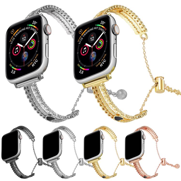 For Apple Watch 46mm / 49mm / 45mm / 44mm White Stone Love Bracelet Zinc Alloy Watch Band(Black) by bashfashion