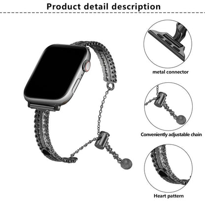 For Apple Watch 46mm / 49mm / 45mm / 44mm White Stone Love Bracelet Zinc Alloy Watch Band(Black) by bashfashion