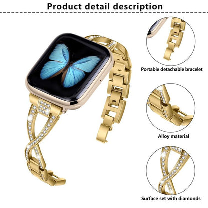 For Apple Watch 46mm / 49mm / 45mm / 44mm Crossed Diamond Zinc Alloy Watch Band(Black) by bashfashion