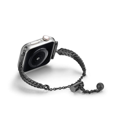 For Apple Watch 46mm / 49mm / 45mm / 44mm Metal Feather Copper Zinc Alloy Watch Band(Black) by bashfashion