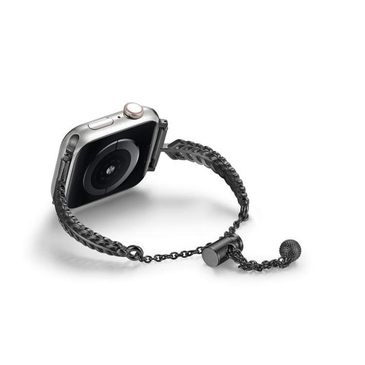 For Apple Watch 46mm / 49mm / 45mm / 44mm Metal Feather Copper Zinc Alloy Watch Band(Black) by bashfashion