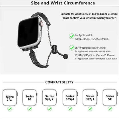 For Apple Watch 46mm / 49mm / 45mm / 44mm Metal Feather Copper Zinc Alloy Watch Band(Black) by bashfashion