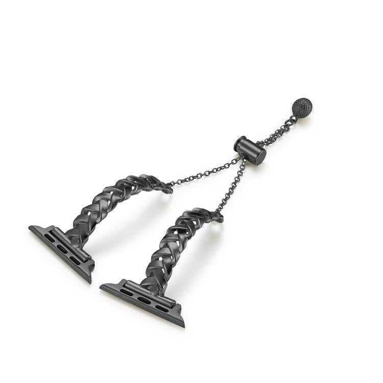 For Apple Watch 46mm / 49mm / 45mm / 44mm Braid Metal Glossy Zinc Alloy Watch Band(Black) by bashfashion