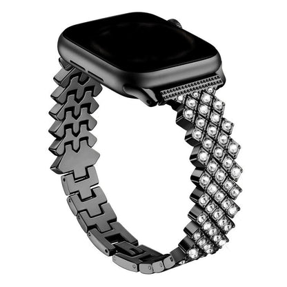 For Apple Watch 46mm / 49mm / 45mm / 44mm Rhombic Diamond Zinc Alloy Watch Band(Black) by bashfashion